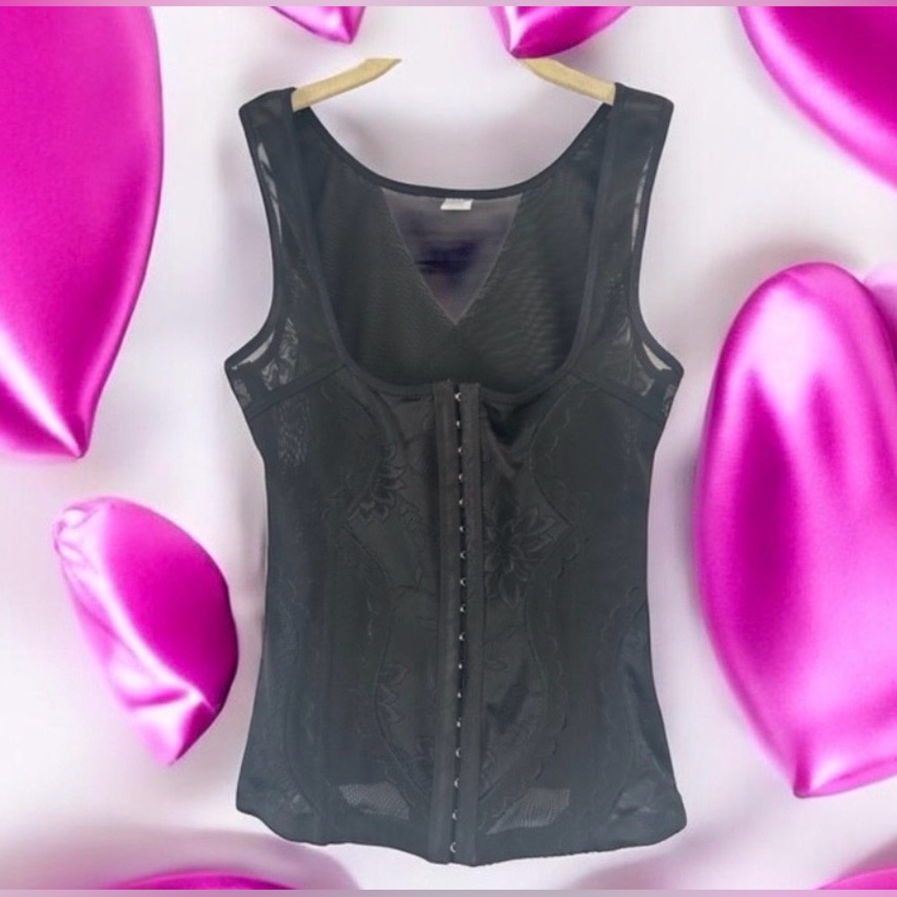 Kathy Ireland Black Corset Body Shaper Camisole Top Intimates Small